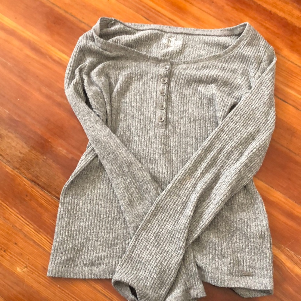 Button Down Grey Henley From Hollister